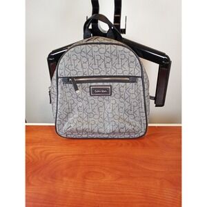 Calvin Klein Women's Signature Logo Backpack Purse Gray / Black